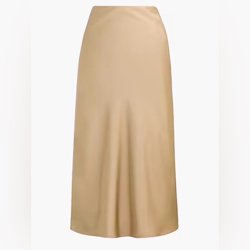 J. Crew Factory Neutral Beige Satin Midi Skirt